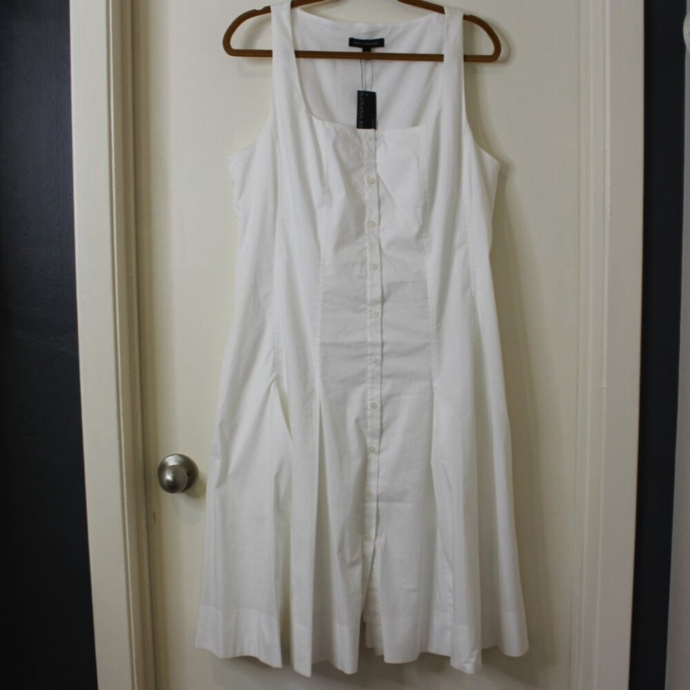 NWT Banana Republic White Poplin Button Down Midi Dress in Size 14